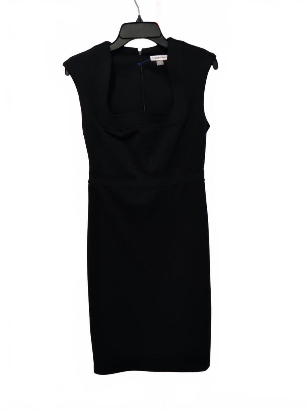 Calvin Klein Black Cap-Sleeve Square-Neck Sheath Dress Size 4